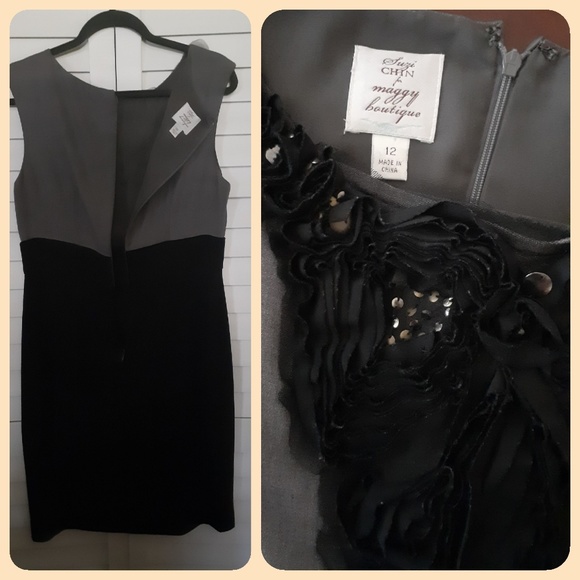 💐Classy! Black & Grey Dress~ - Picture 3 of 8